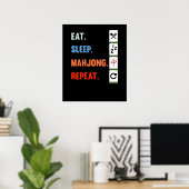 Eat Sleep Mahjong Repeten Mahjong Game Player Game Poster (Thuiskantoor)