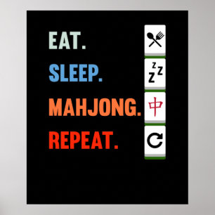 Eat Sleep Mahjong Repeten Mahjong Game Player Game Poster