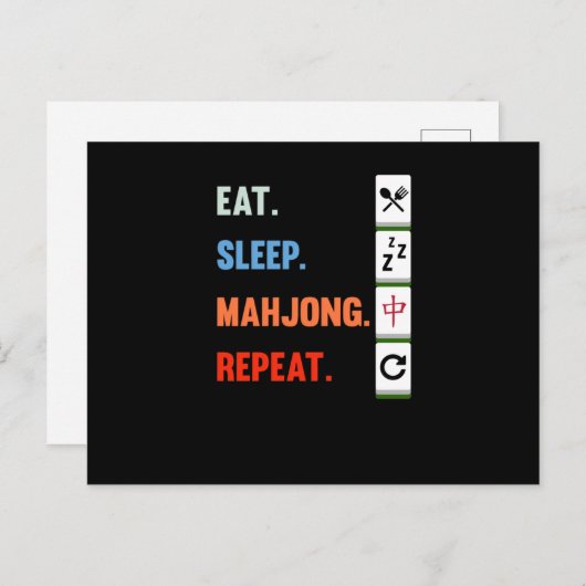 Eat Sleep Mahjong Repeten Mahjong Game Player Game Uitnodiging Briefkaart (Voorkant / Achterkant)
