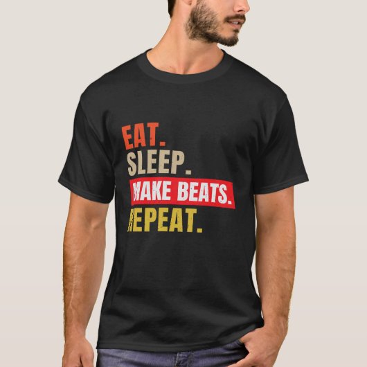 Eat Sleep Make slaat Herhaal muziek T-shirt (Voorkant)
