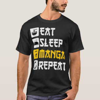 Eat Sleep Manga Herhaal animatie Japan gezegde Cos T-shirt