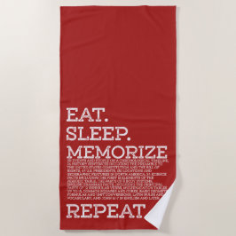 Eat Sleep Memorize Herhaal Memory Master Strandlaken