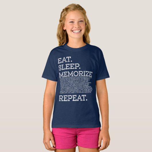 Eat Sleep Memorize Herhaal Memory Master T-shirt (Voorkant volledig)