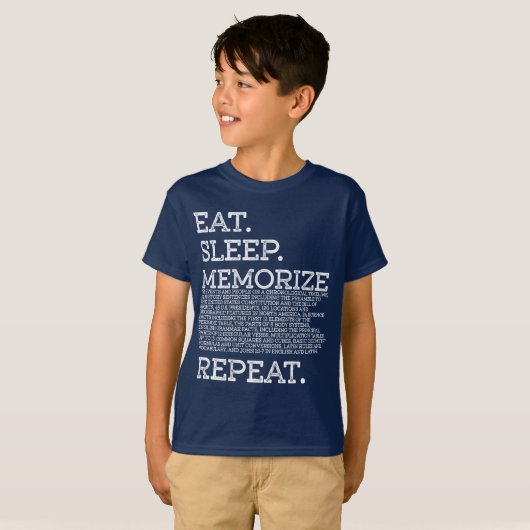 Eat Sleep Memorize Herhaal Memory Master T-shirt (Voorkant volledig)