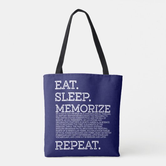 Eat Sleep Memorize Herhaal Memory Master Tote Bag (Achterkant)
