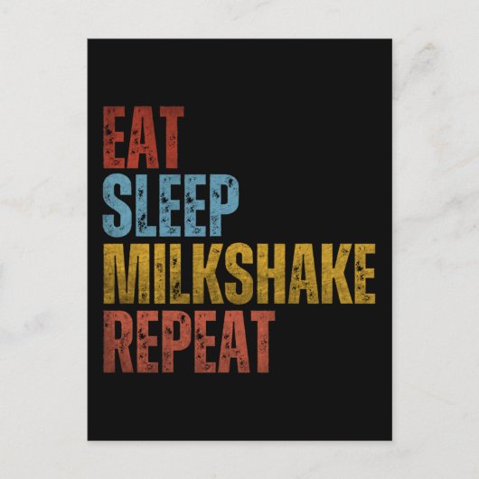 EAT SLEEP MILKSHAKE REPEAT BRIEFKAART (Voorkant)