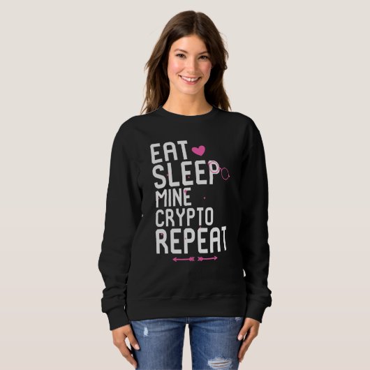 Eat Sleep Mine Crypto Herhaling Blockchain Token H Trui (Voorkant volledig)