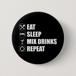 Eat Sleep Mix Drinken Herhalen Ronde Button 5,7 Cm