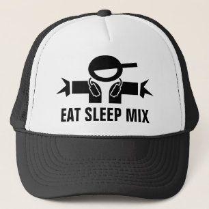 Eat Sleep Mix grappige trucker hoed voor muziek DJ Trucker Pet
