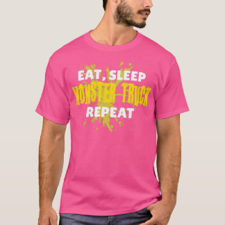 Eat Sleep Monster Truck Herhaling Gele modder T-shirt