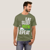 Eat Sleep Mow Herhaal Funny Lawn Mower Gardener T-shirt (Voorkant volledig)