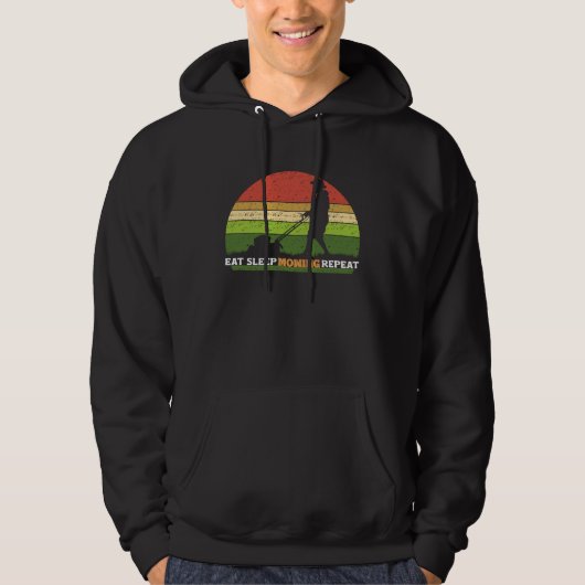 Eat Sleep Mowing Repeat Lawn Mower Gardening Hoodie (Voorkant)