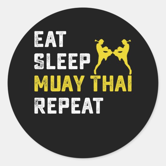 Eat Sleep Muay Thai Repeat Gift Ronde Sticker (Voorkant)