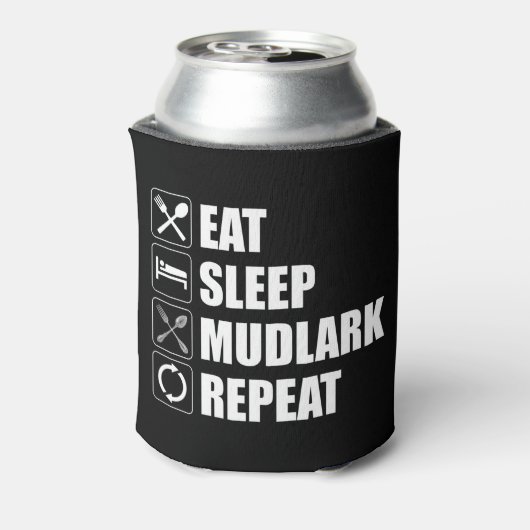 Eat Sleep Mudlark Herhalen Blikjeskoeler (Blikje Achterkant)