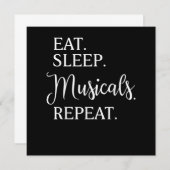 Eat Sleep Musicals Herhaal Broadway Actor Bedankkaart (Voorkant / Achterkant)