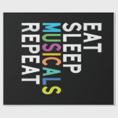 Eat Sleep Musicals Herhalen Cadeaupapier (Vlak)