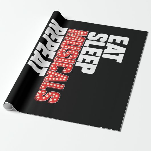 Eat Sleep Musicals Herhalen Cadeaupapier (Uitgerold)
