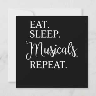 Eat Sleep Musicals Herhalen Feestdagenkaart