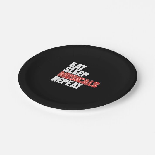 Eat Sleep Musicals Herhalen Papieren Bordje (Gekanteld)