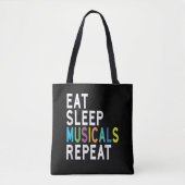 Eat Sleep Musicals Herhalen Tote Bag (Voorkant)