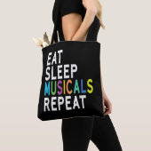 Eat Sleep Musicals Herhalen Tote Bag (Dichtbij)