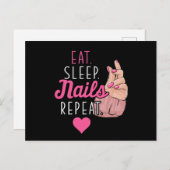 Eat Sleep Nails Nail-technicus Manicurist Cadeft Briefkaart (Voorkant / Achterkant)