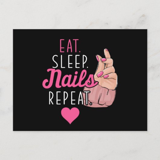 Eat Sleep Nails Nail-technicus Manicurist Cadeft Briefkaart (Voorkant)