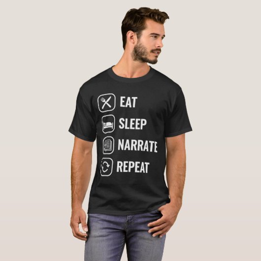 Eat Sleep Narrate Repeat Clical Education Homescho T-shirt (Voorkant volledig)