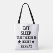 Eat Sleep Neem de Kinder naar Hockey Herhaal Tote Bag (Achterkant)