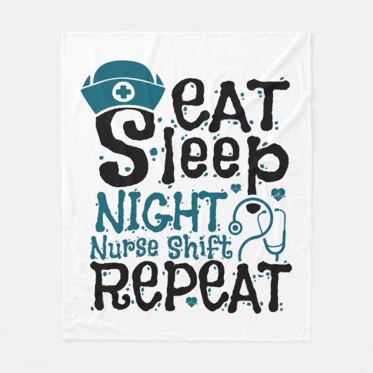 Eat Sleep Night Neurse Shift herhalen Fleece Deken (Voorkant)