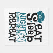 Eat Sleep Night Neurse Shift herhalen Fleece Deken (Voorkant (Horizontaal))