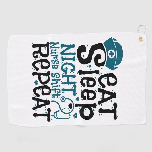 Eat Sleep Night Neurse Shift herhalen Golfhanddoek (Horizontaal)