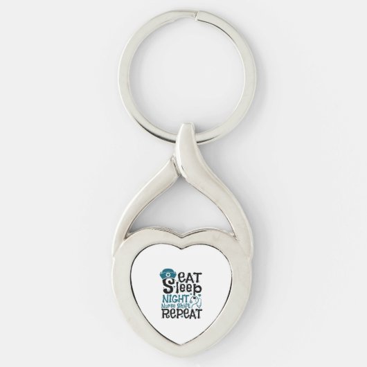 Eat Sleep Night Neurse Shift herhalen Sleutelhanger (Voorkant)