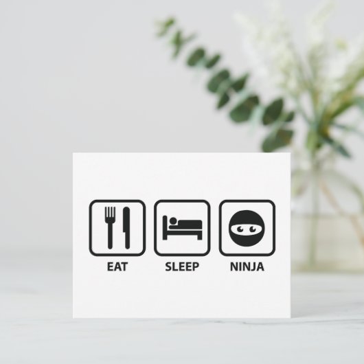 Eat Sleep Ninja Briefkaart (Staand voorkant)