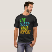 Eat Sleep Ninja Herhaal Shirt Kinderen voor Ninja (Voorkant volledig)