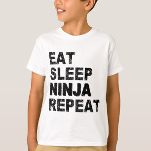 Eat Sleep Ninja Herhalen T-shirt