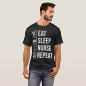 Eat Sleep Nurse Herhaal Funny Neursing Premium T-shirt (Voorkant volledig)