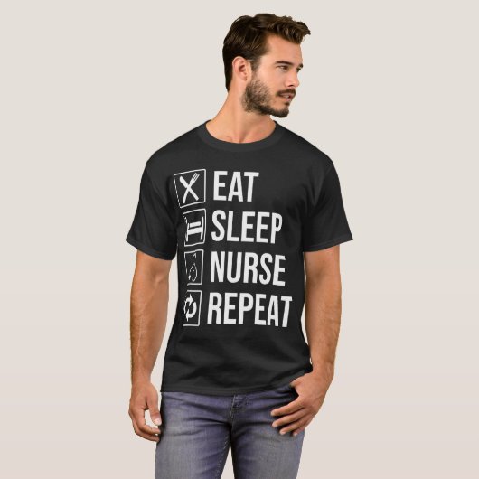 Eat Sleep Nurse Herhaal Funny Neursing Premium T-shirt (Voorkant volledig)