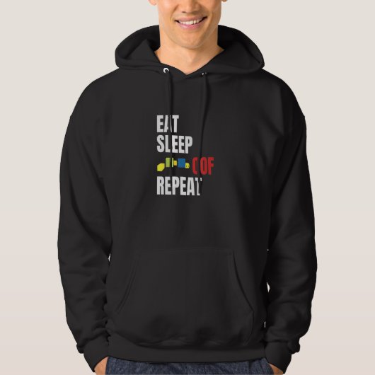Eat Sleep Oof Herhaal het idee van themagamers Hoodie (Voorkant)