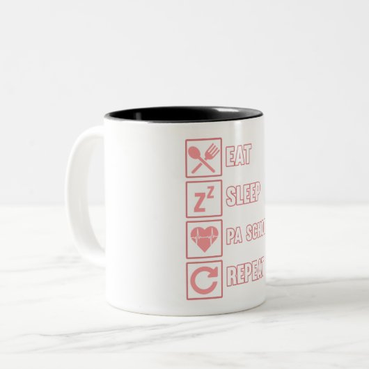 Eat Sleep PA School Physican Medical Gr Tweekleurige Koffiemok (Voorkant links)