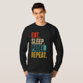 Eat Sleep Padel Herhaal Grappig Racket Ball De Spo T-shirt (Voorkant volledig)