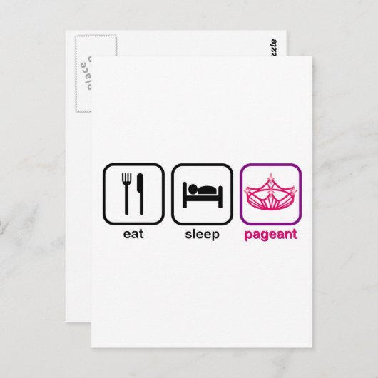 Eat Sleep Pageant Briefkaart (Voorkant / Achterkant)