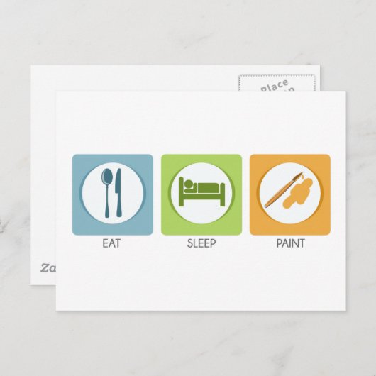 Eat Sleep Paint Briefkaart (Voorkant / Achterkant)