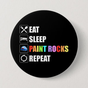 Eat Sleep Paint Rocks Repeat Rock Painting Ronde Button 7,6 Cm