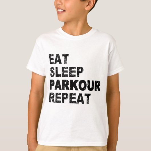 Eat Sleep Parkour Herhalen T-shirt (Voorkant)