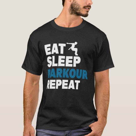 Eat Sleep Parkour Repeat Free Running Jump Trainin T-shirt (Voorkant)