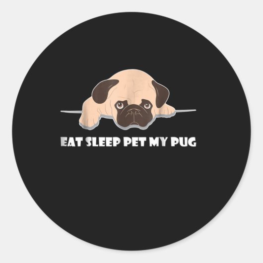 Eat Sleep Pet My Pug Ronde Sticker (Voorkant)