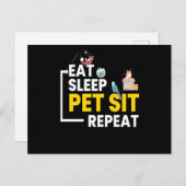 Eat Sleep Pet Sit Herhaal Petsit Briefkaart (Voorkant / Achterkant)