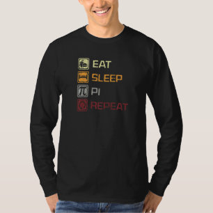 Eat Sleep Pi Herhaal Dag 3 14 maart 14e Wiskunde V T-shirt