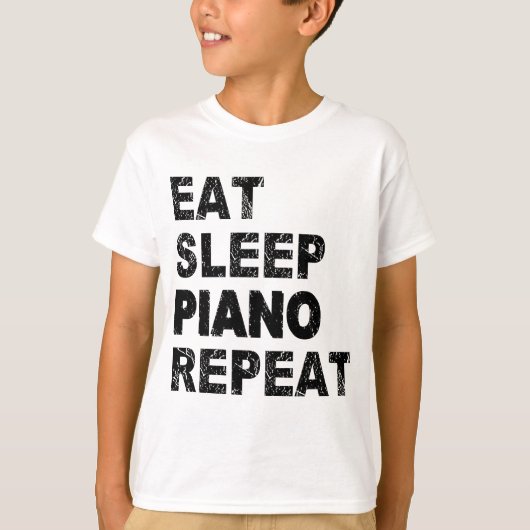 Eat Sleep Piano Herhalen T-shirt (Voorkant)